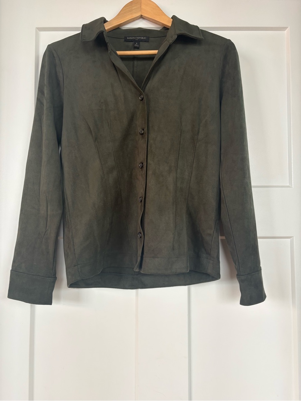 Banana Republic Green Button Down Shirt Size Small Soft Velvety - Picture 3 of 11